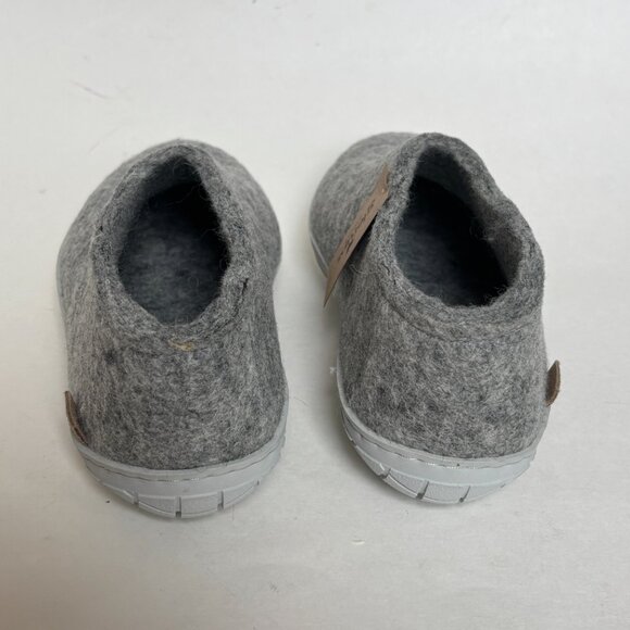 Glerups Wool Slippers Rubber Sole Slip On RARE Light Grey Sole House Shoes 8 NWT - Picture 6 of 9